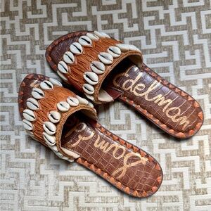 Slide Sandals with Shell Accents